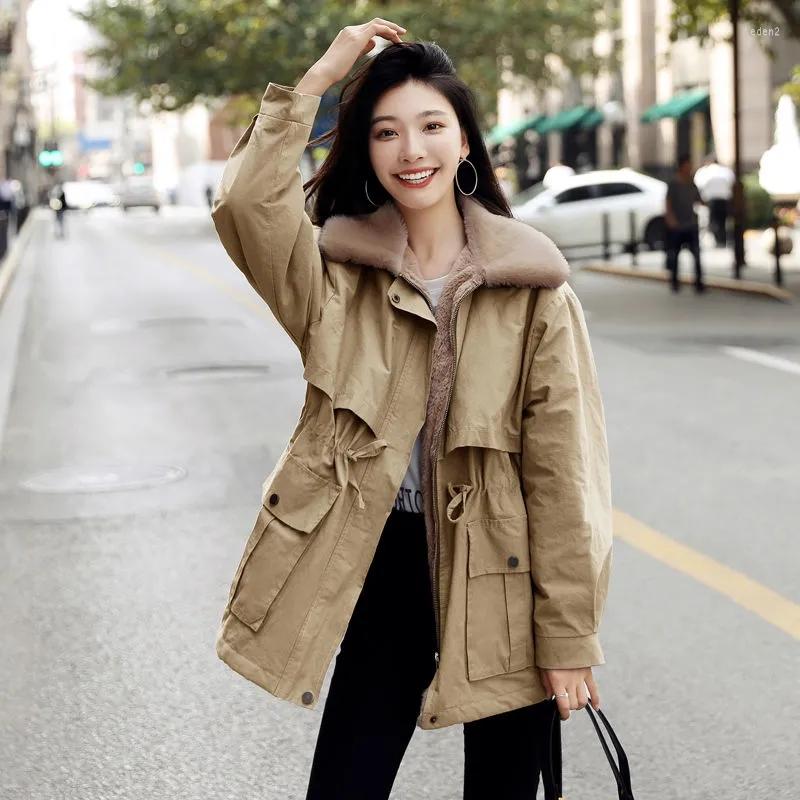 

Women's Trench Coats Female Plus Velvet Coat Jacket Women 2022 Winter Loose And Versatile Fashion Temperament Windbreaker Tide70, Khaki