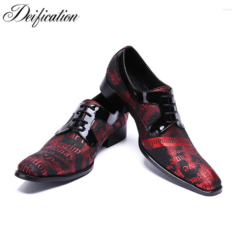 

Dress Shoes Deification Letters Printed Sepatu Pria Genuine Leather Men Oxford Lace Up Formal Spiked, Picture shown