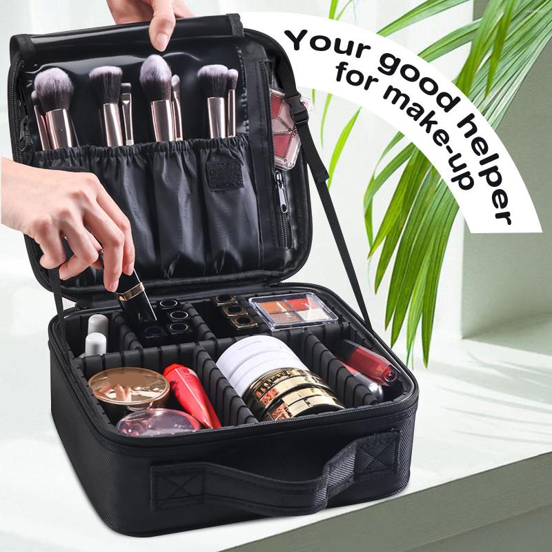 

Portable Travel Makeup Large Capacity Cosmetic Bag Waterproof 2-layer Beauty Tool Carrying Organizer With Handle
