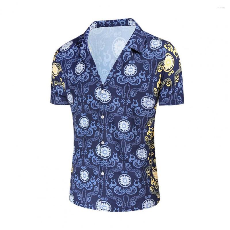

Men's Casual Shirts Men Shirt Individual Summer Short Sleeves Turn-down Collar Tops, Blue