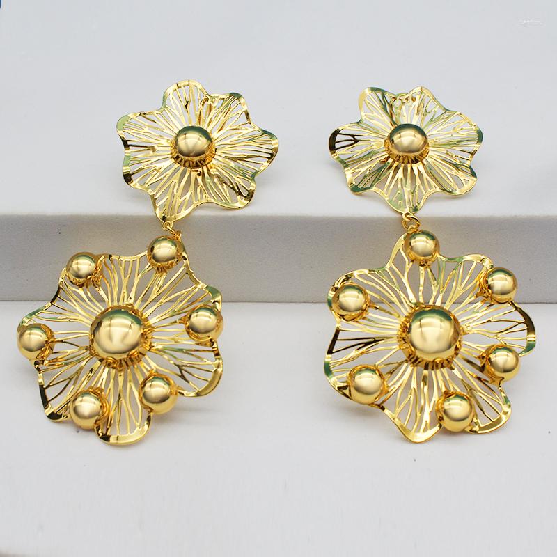 

Dangle Earrings Drop For Women 24K Gold Color High Quality Exquisite Style Floral Wedding Party Attendance Design Accessories