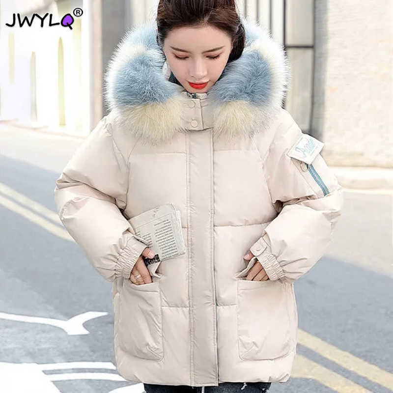 

Women's Down Parkas Solid Color Hooded Fur Collar Cotton-padded Winter Clothes Women Fashion Loose Thick Warm Short Coat Women New Streetwear Jacket T221011, Black