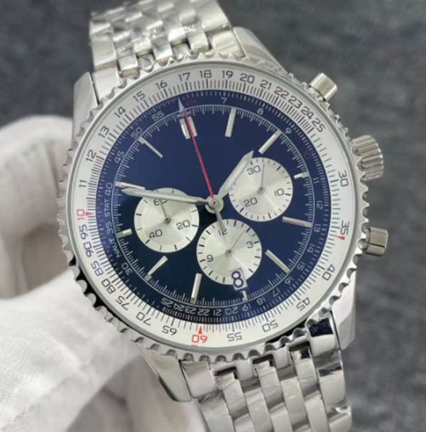 

High luxury men's B01 quartz chronograph watch 50TH ANNIVERSARY quality 46MM leather strap stainless steel black dial Christmas gift Montres de luxe