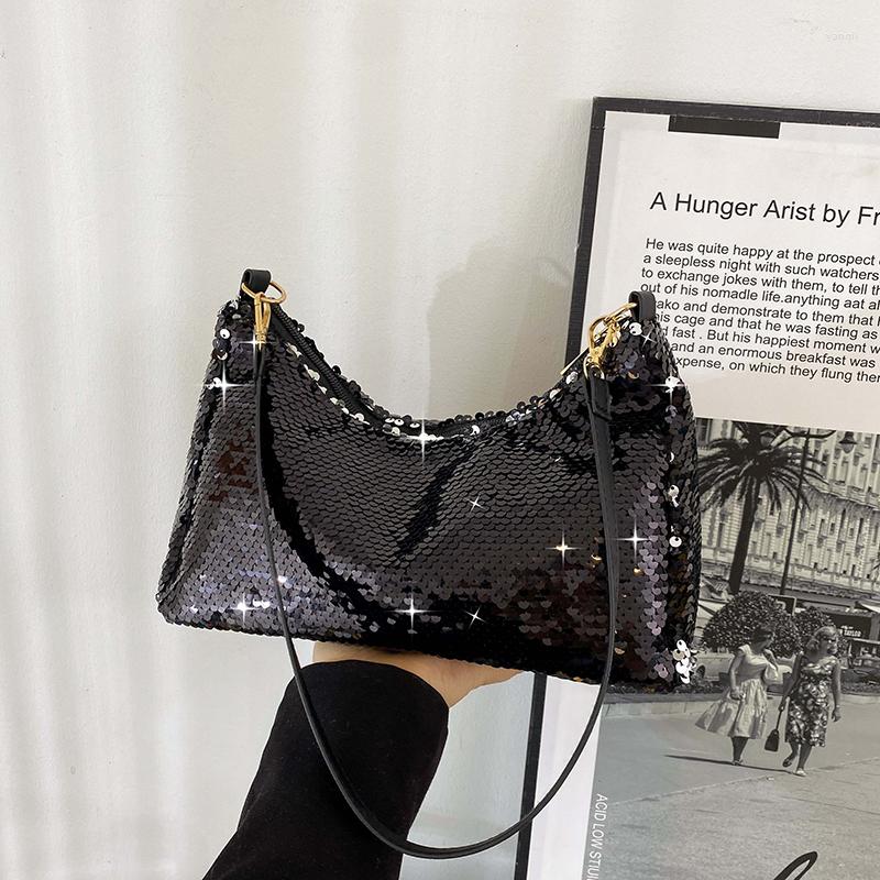 

Evening Bags Fashion Sequins Design Ladies Shoulder Bag Vintage Portable Female Small Party Clutch Purse Handbags Shine Women Underarm, Silver