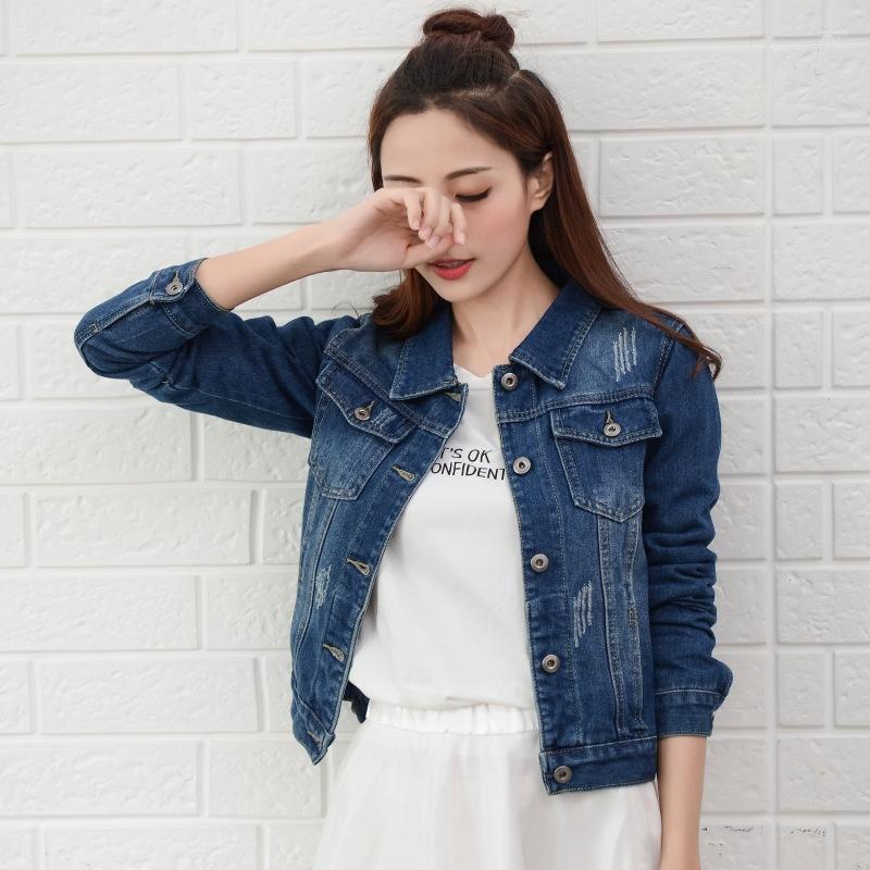

Women' Trench Coats Autumn And Winter Denim Jacket 8 Color Women Girls Long Sleeve Korean Slim Fit Coat, Dark blue