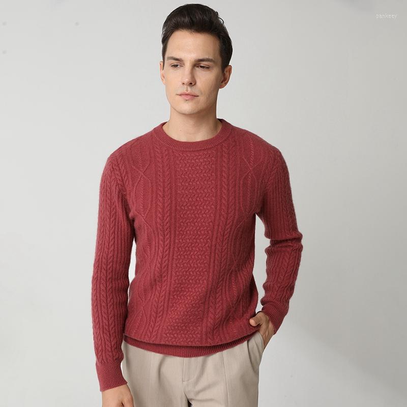 

Men's Sweaters Quality Fashion Twist Style Goat Cashmere Knitted Jumpers Male Winter Thicker Soft Boy Tops, Beige