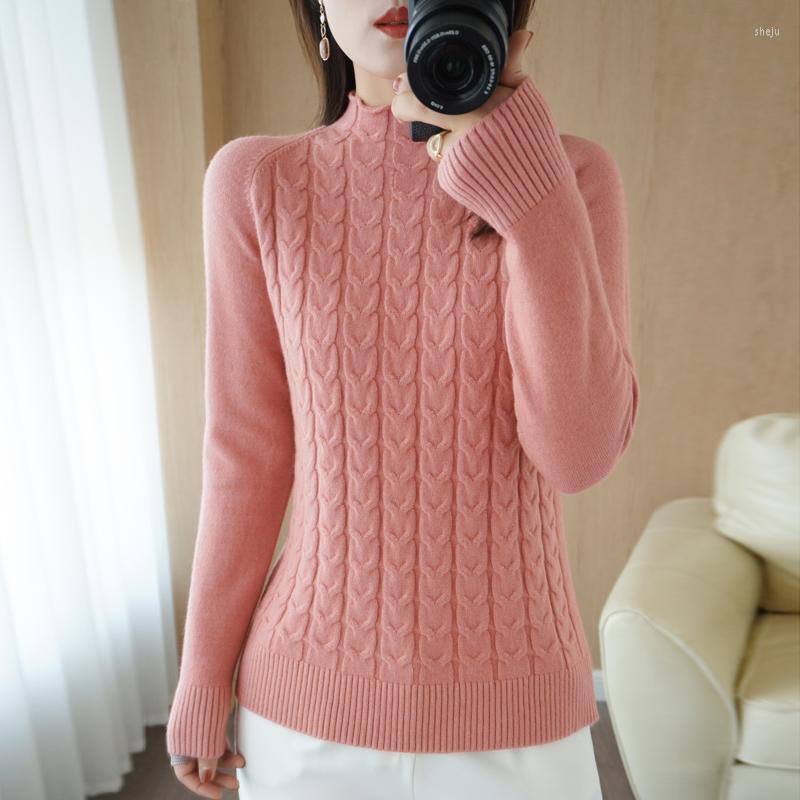 

Women' Sweaters Ladies Sweater Women Half High Neck Pullover 2022 Autumn And Winter Female Jacket Twist Knit Tops Casual Korean Fashion, Black