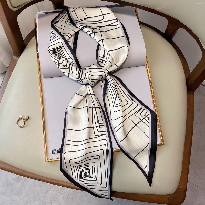 

Scarves Silk Scarf Ribbon 15 150cm Neckerchief For Lady Hair Hijab Female Skinny Scarfs Striped Print Women Foulard Bandana Bag
