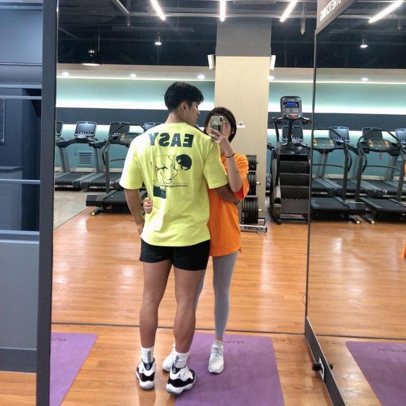 

Men's T Shirts Men Summer Cotton Shirt Gym Fitness Loose T-shirt Brand Clothing Sports Male Print Short Sleeve Running, Orange