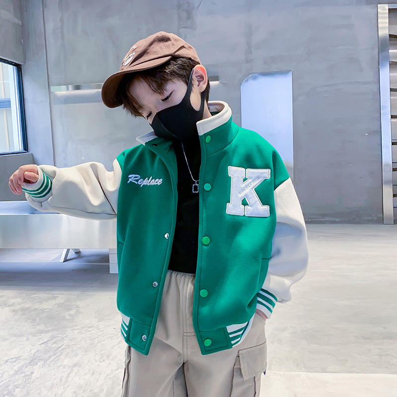 

Outwear Coat baseball jacket spring and fall jacket children's fashion boys, Green