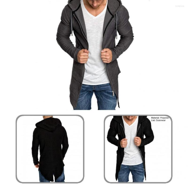 

Men's Down Warm Washable Longline Zipper Hoodies For Outdoor Hoodie Cardigan, Black
