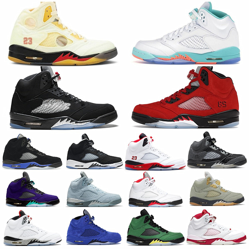 

New Basketball Shoes Anthracite 5 5s Mens Sail Stealth 2.0 Raging Bull Red Black Metallic Oreo Hyper Royal Oregon Red Suede Ice Bred Alternate Bel PRFC Trainer Sneakers, 18