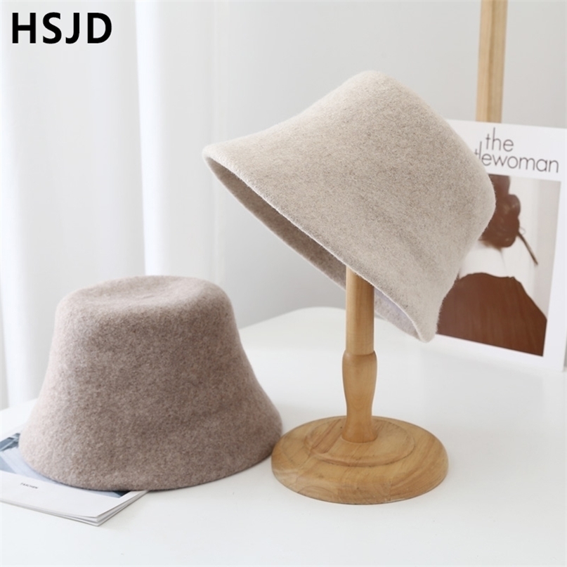 

Wide Brim Hats Bucket Wool Woman Fisherman Hat Winter Caps For Women Fashion Warm Panama Foldable Korean Style Autumn Female Cap Designer 221010, Beige
