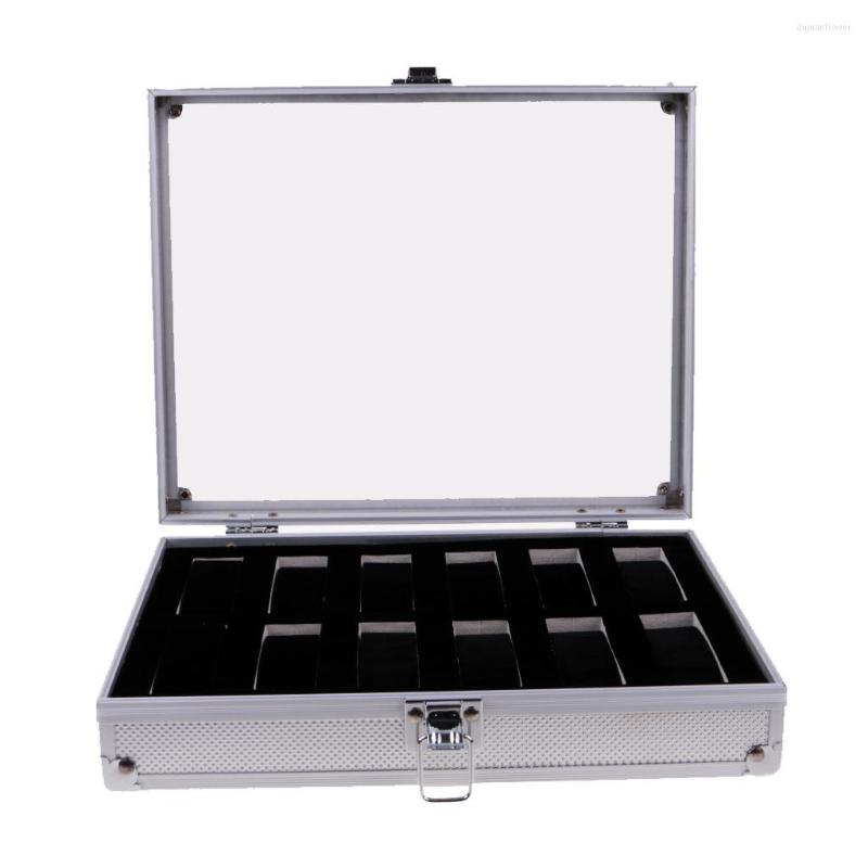 

Watch Boxes 6/10/12/24 Slots Silver Case Aluminum Jewelry Organizer With