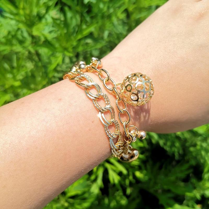 

Link Bracelets Lost Lady Fashion Double Layered Linked Chain Heart For Women Hip Hop Gold Color Metal Charm Bracelet Party Jewelry