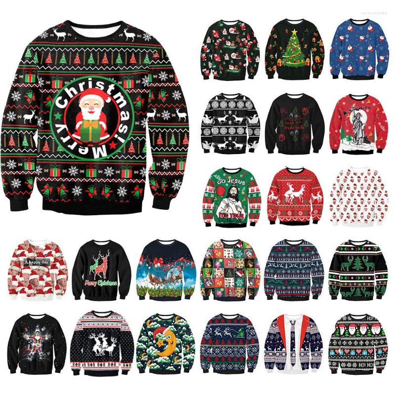 

Men's Sweaters Merry Christmas Santan Reindeer Funny Men Women Ugly Sweater Loose Couples Xmas Jumpers Tops Carnival Party Sweatshirt, Swys027