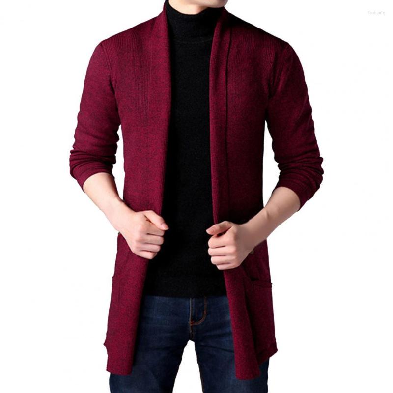

Men's Sweaters Simple Long Coat Knitted Warm Casual Cardigan Men Sweater, Black