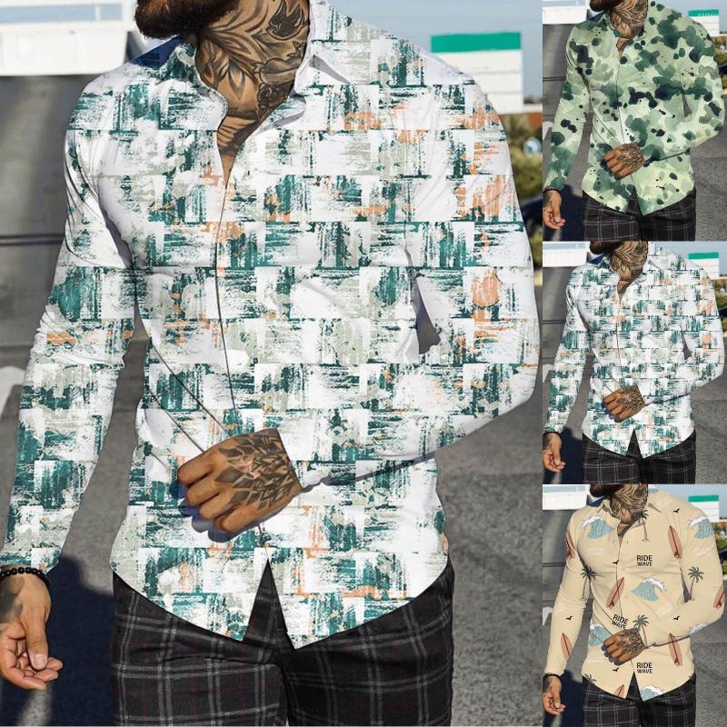 

Men' Casual Shirts Shirt Short Sleeve Men Autumn Winter Single Breasted Lapel Full Print Beach Long Toddler Slipper Size 10, Blue