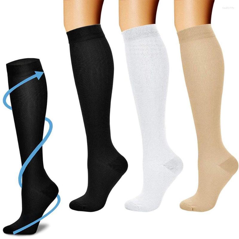 

Men's Socks Travel Flight Unisex Compression Stockings Anti-Fatigue Knee High, White