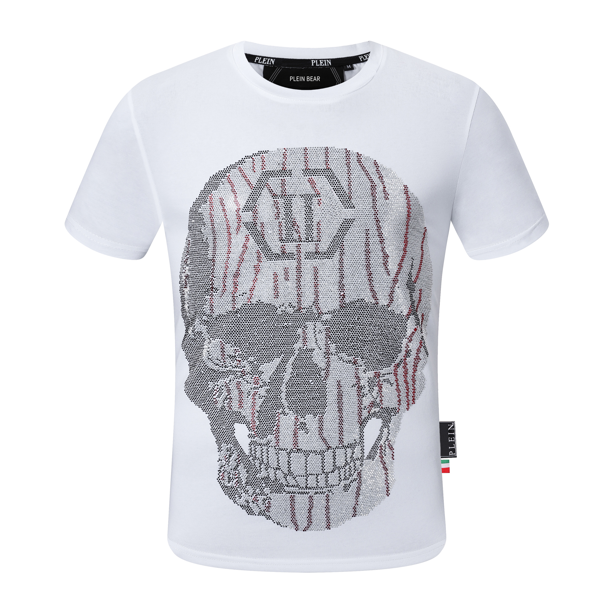 

PLEIN BEAR T SHIRT Mens Designer Tshirts Brand Clothing Rhinestone PP Skull Men T-SHIRT ROUND NECK SS STONES Classical Hip Hop Streetwear Tshirt Top Tees PB 160668, Black