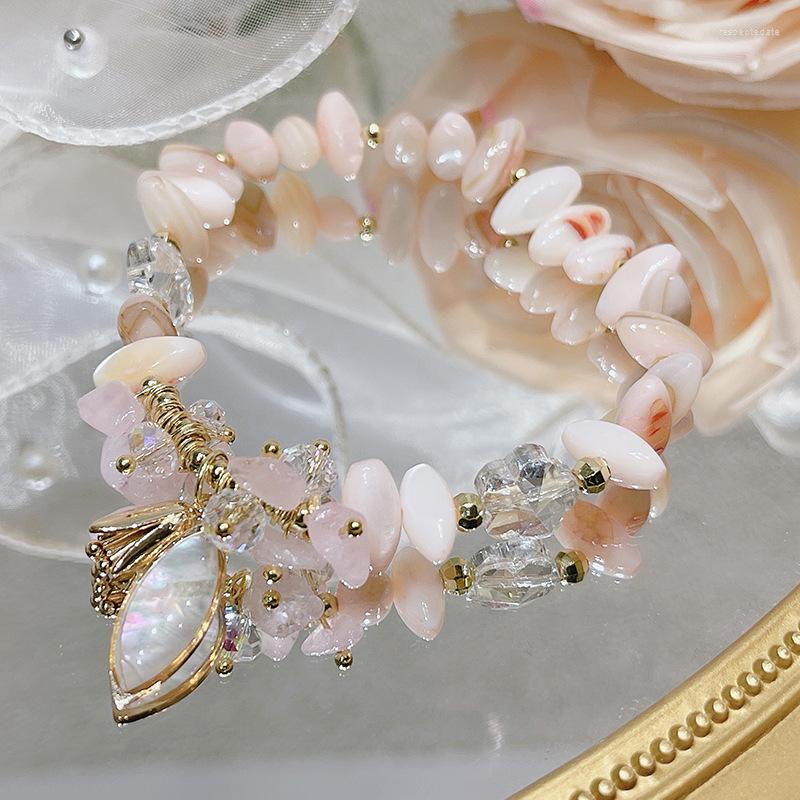 

Strand 2022 Arrival Pink/White/Blue/Green Flower Natural Irregular Shells Crystal For Women Fashion Jewelry YBR648