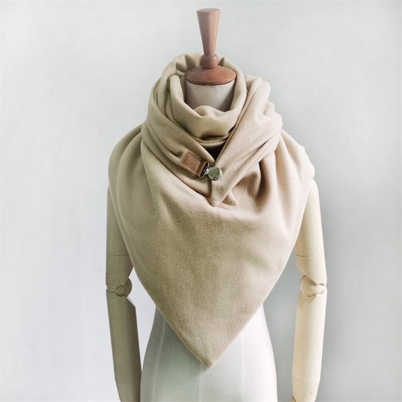 

Scarves Big size Women Winter solid Scarf Designer Wraps loop Metal button Soft Wrap Casual Warm blanket Ring tube Shawls 221010