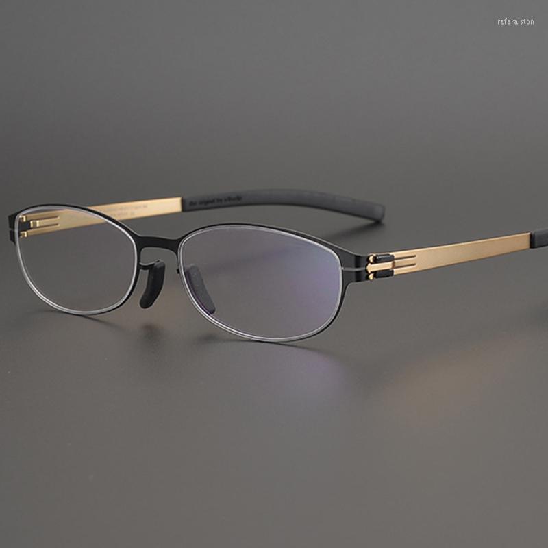 

Sunglasses Frames Germany Retro Oval Glasses Frame Women Stainless Steel Screwless Optical Eyeglasses Korean Myopia Eyewear