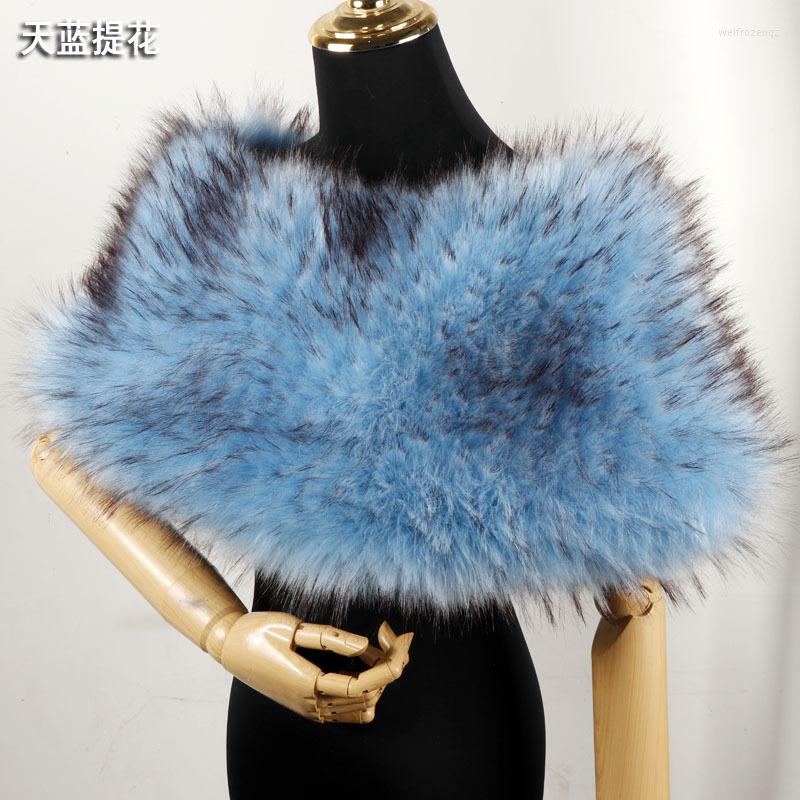 

Scarves Qearlstar Faux Raccoon Fur Elastic Wraps For Women Winter Pashmina Luxurious Bride Shawl Vest Wedding Party Warm Stole ZKG14