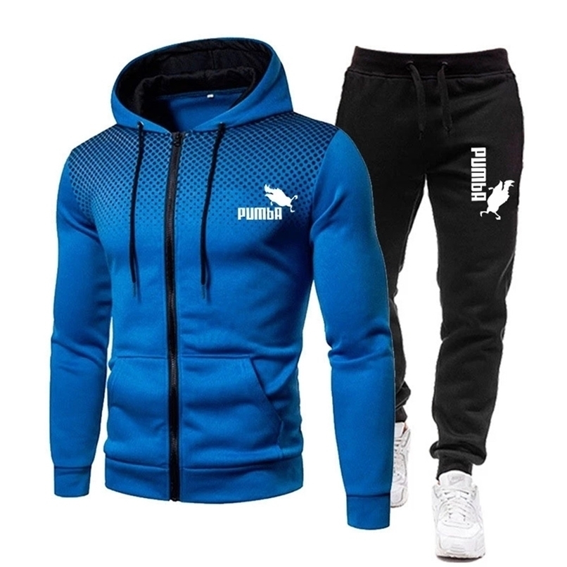 

Men's Tracksuits Winter Clothing Men Sets Printing Hoodie Set Fleece Zipper Sweatshirt Casual Sport Sweatpants Mens 221010, Black