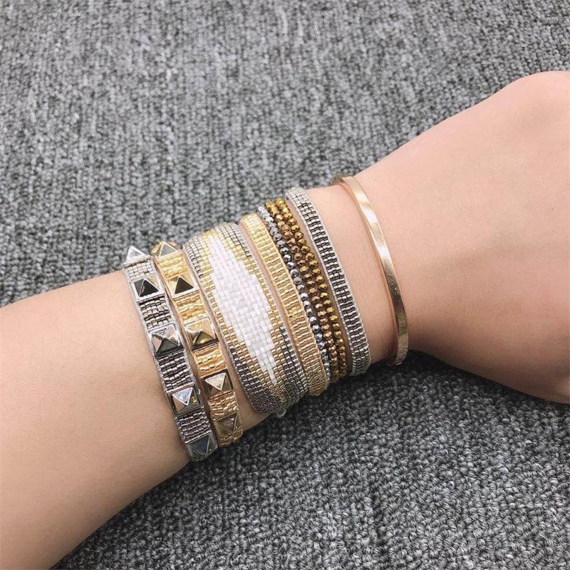 

Strand ZHONGVI MIYUKI Rivet Bracelet 6pcs Set Bohemia Beaded Jewelry Pulseras Mujer Moda Unique Bracelets Women Handmade Girl Gifts