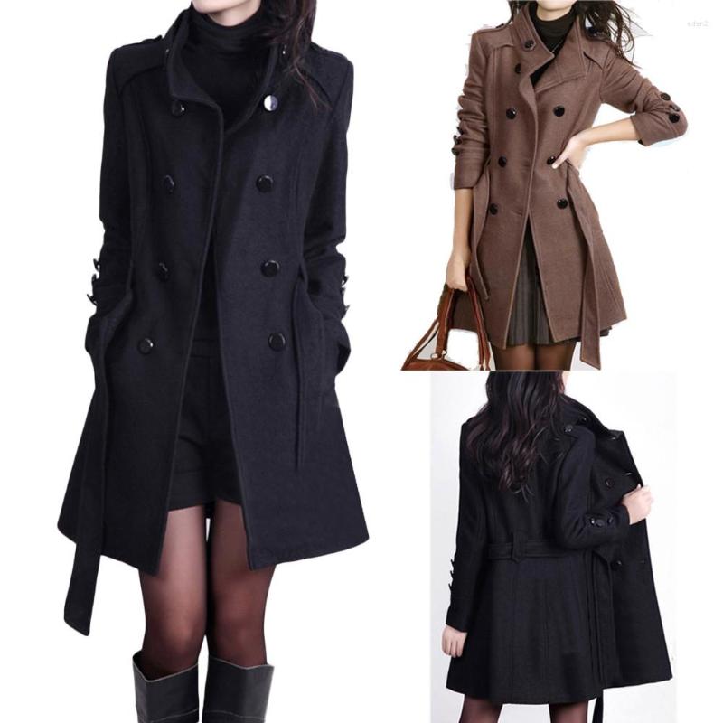

Women's Trench Coats Fashion Warm Button Loose Winter Coat Sleeve Jacket Long With Belt Women Women's Ski Windbreaker, Coffee
