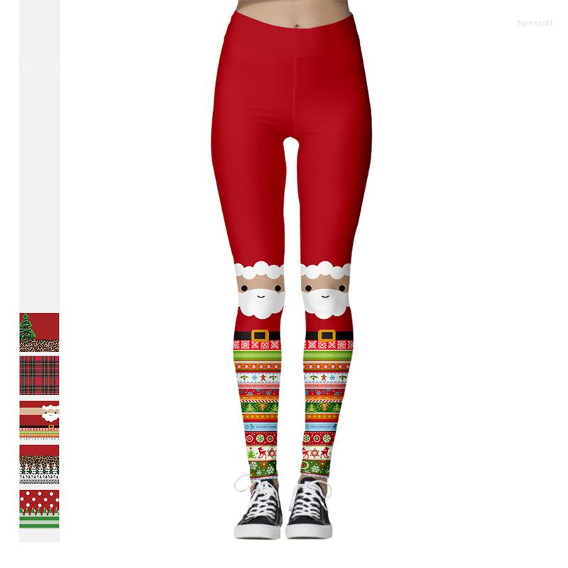 

Women's Leggings Christmas Print Fashion Women's Slim Fit Nine-Point Ladies Sports Hips Breathable For Fitness, 050-006