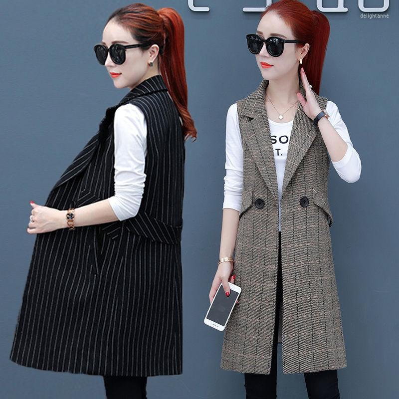 

Women's Vests 2022 Spring Autumn Women Korean Plaid Vest Sleeveless Blazer Suit Female Waistcoat Office Ladies Casual Plus Size 5XL Y679, Kase