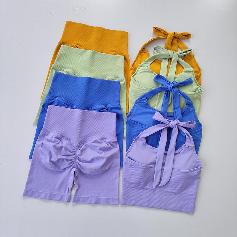 

Active Sets 2022 Seamless High Waist Yoga Set Women 2 Piece Outfits Gym Suits Sexy Sports Bra Shorts Workout Tracksuit Fitness Sportswear, Purple set
