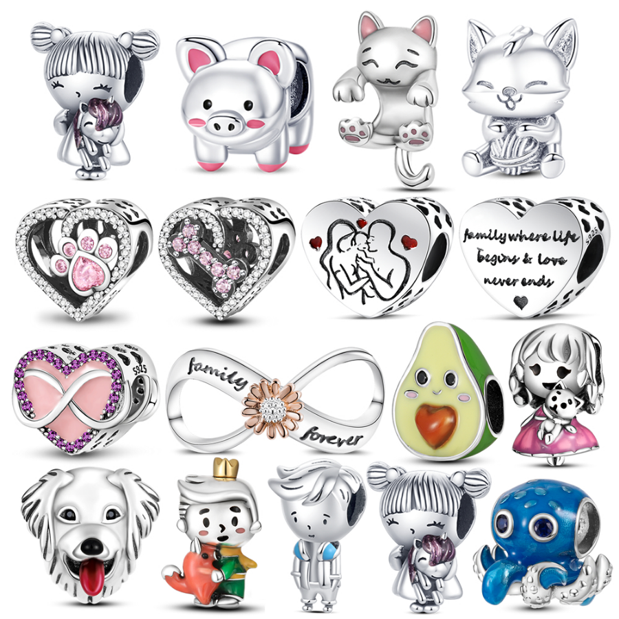 

925 Sterling Silver Dangle Charm Women Beads High Quality Jewelry Gift Wholesale Inlaid Zircon Bead Fit Pandora Bracelet DIY