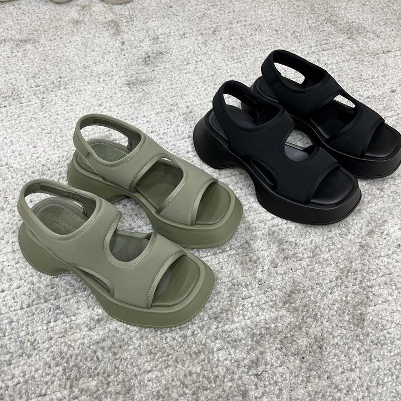 

Sandals Summer Women Slip On Sports Fashion Lightweight Ladies Casual Shoes Female Platform Elastic Fabric Roman, Black