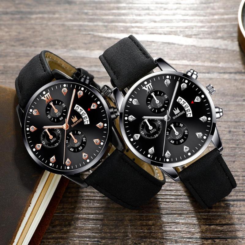 

Wristwatches 2022 Relogio Masculino Watches Men Fashion Sport Stainless Steel Case Leather Strap Watch Quartz Business Wristwatch Reloj, 10