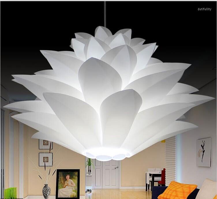 

Pendant Lamps Lowest Price On Sale DIY Modern Pinecone Light Creative Lily Lotus Novel Led E27 35/45/55cm Iq Puzzle Lamp White