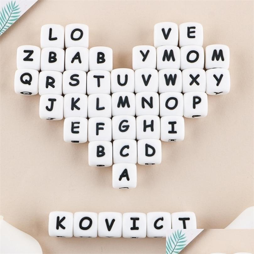 

Soothers Teethers Kovict 100/200/500 Pcs English Sile Letters Beads 12Mm Baby Molar Teether Diy Necklace Accessories Chewable Nurs Dhpts