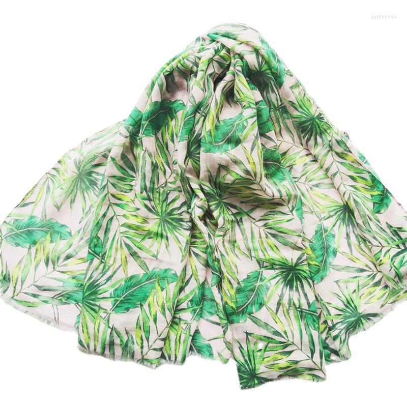 

Scarves 2022 Leaf Print Fringe Scarf Shawls Long Soft Leaves Wrap Hijab