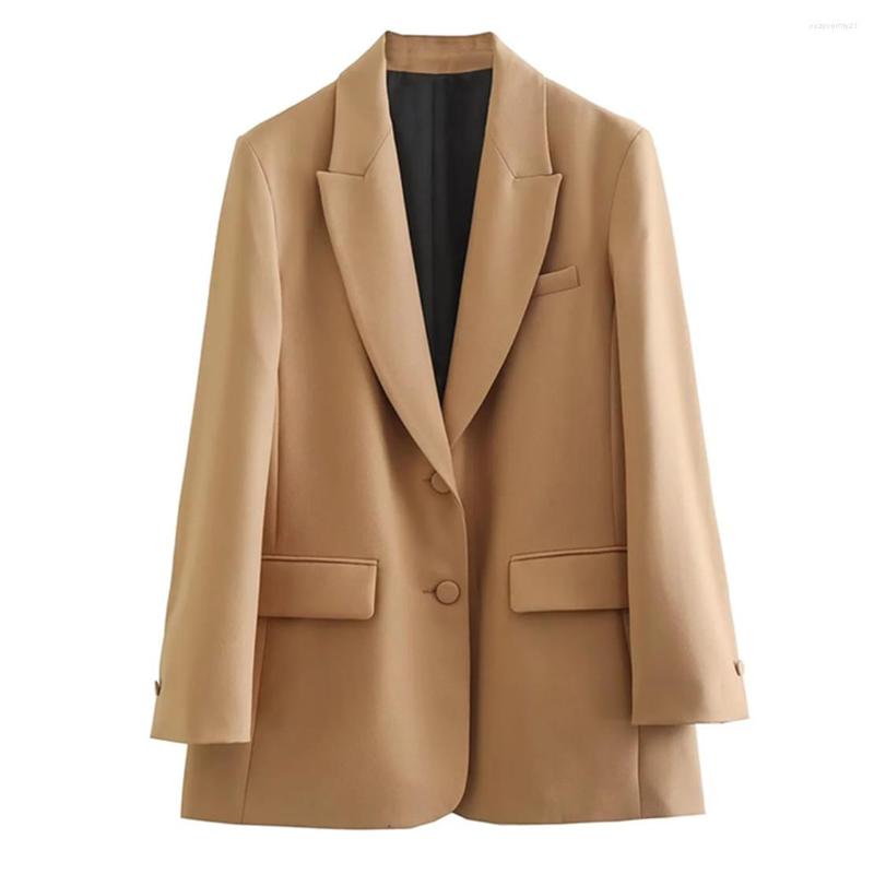 

Women's Suits Maxdutti French Style Vintage Double Breasted Champagne Jacket Fashion Loose Blazers Women, Khaki