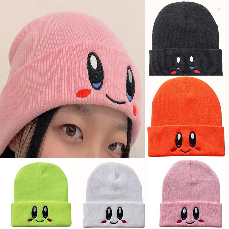 

Berets Casual Beanies Skullies KIRBYS Lovely Face Embroidery Knitted Hat Bonnet Cap Girls Boys Skiing Warm Unisex Beanie Accessories, White
