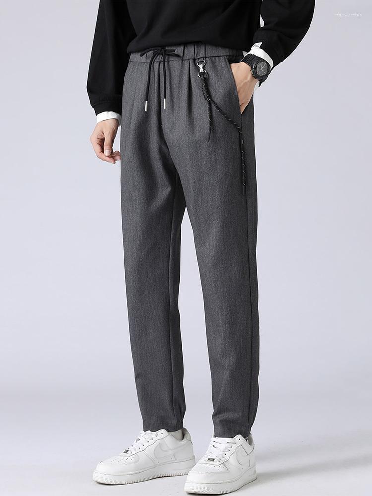 

Men's Pants 2022 Spring Summer Casual Suit Men Slim Fashion Solid Color Drawstring Harajuku Streetwear Business Jogger Trousers, Black