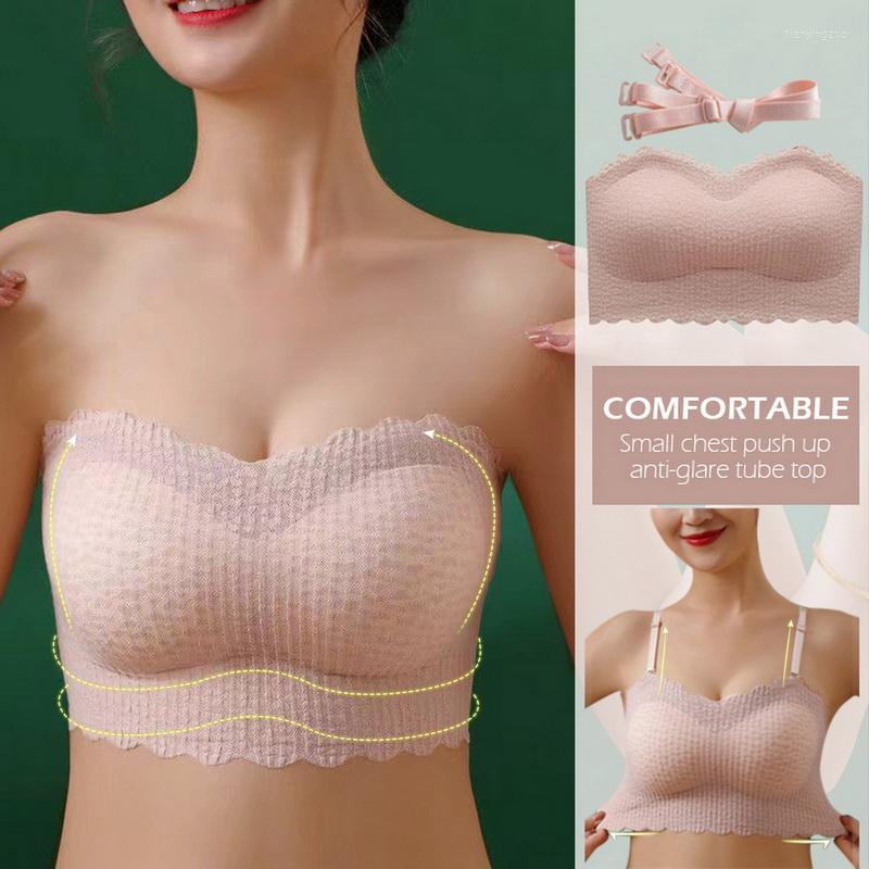 

Bras Comfortable Wireless Strapless For Women Bralette Seamless Lace Push Up Bra Lingerie Sexy Backless Invisible, Style b-white