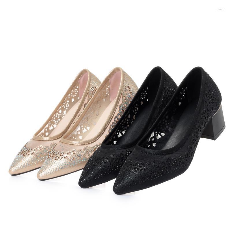

Dress Shoes Summer Women 2022 Spring Fashion Mesh Rhinestone Pointed Office, Gold