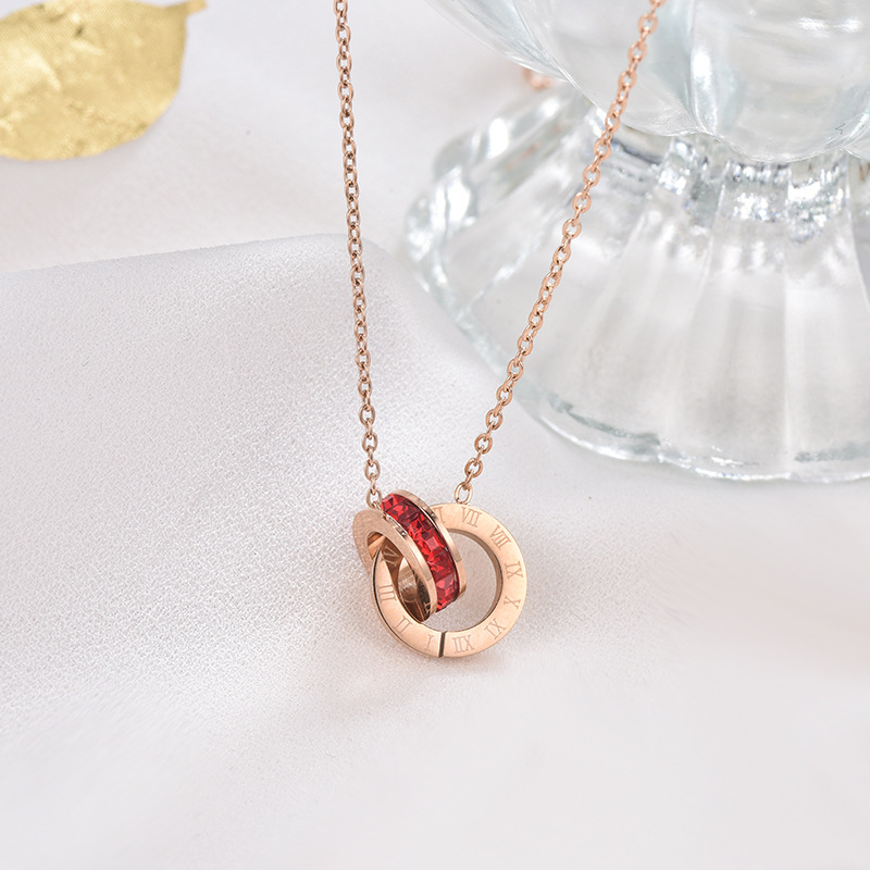 

Luxury Titanium steel Pendant Necklaces Adjustable Circle Double Ring Buckle 3 Colors Simple Love Womens Necklace Classic Style Designer Jewelry
