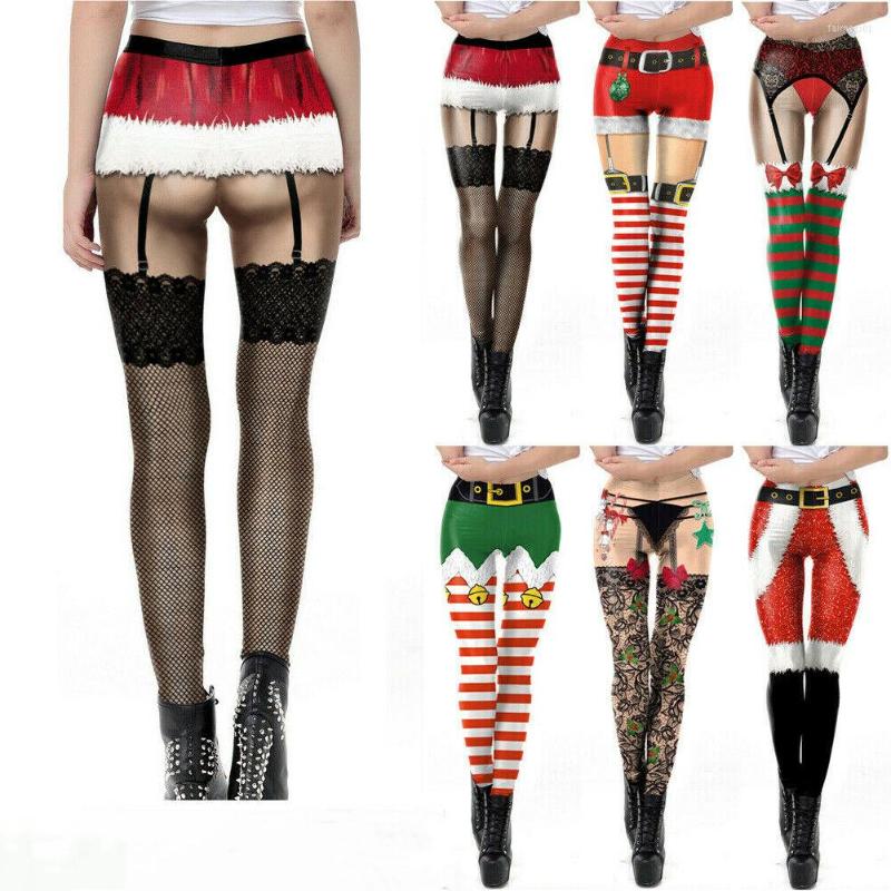 

Women' Leggings -XL Fashion Women Sport Pants Printed Christmas High Waisted 3D Fitness Workout Run Gym Funny Stripe Xmas Trousers Casual