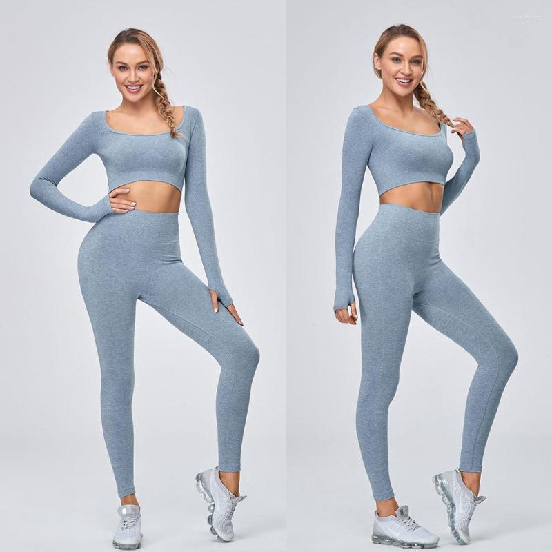 

Active Sets Women Sportswear Yoga Set Gym Clothing Tracksuit Long Sleeve Crop Top High Waist Seamless Leggings For Fitness Sports Suit, 20