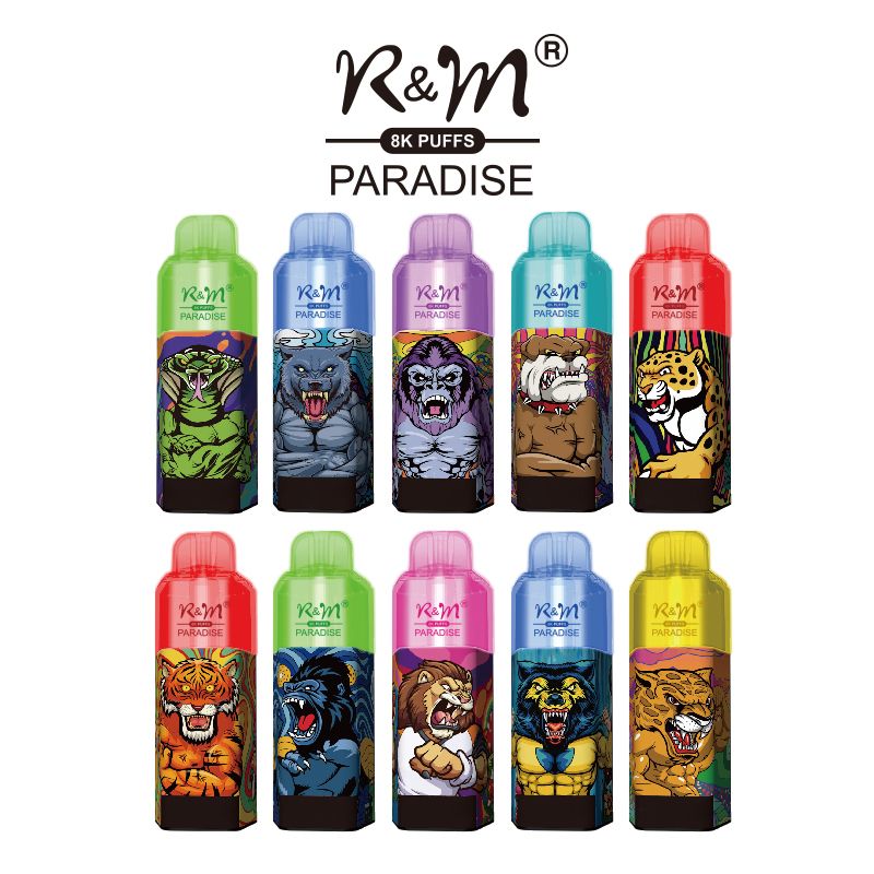 

Authentic R&M Paradise 8000Puffs Disposable E Cigarettes Vape Pen 15ml Prefilled 5% /2%/3%0% Pod 600Mah Rechargeable Battery RGB Flash Light Airflow Control VS Rm RandM