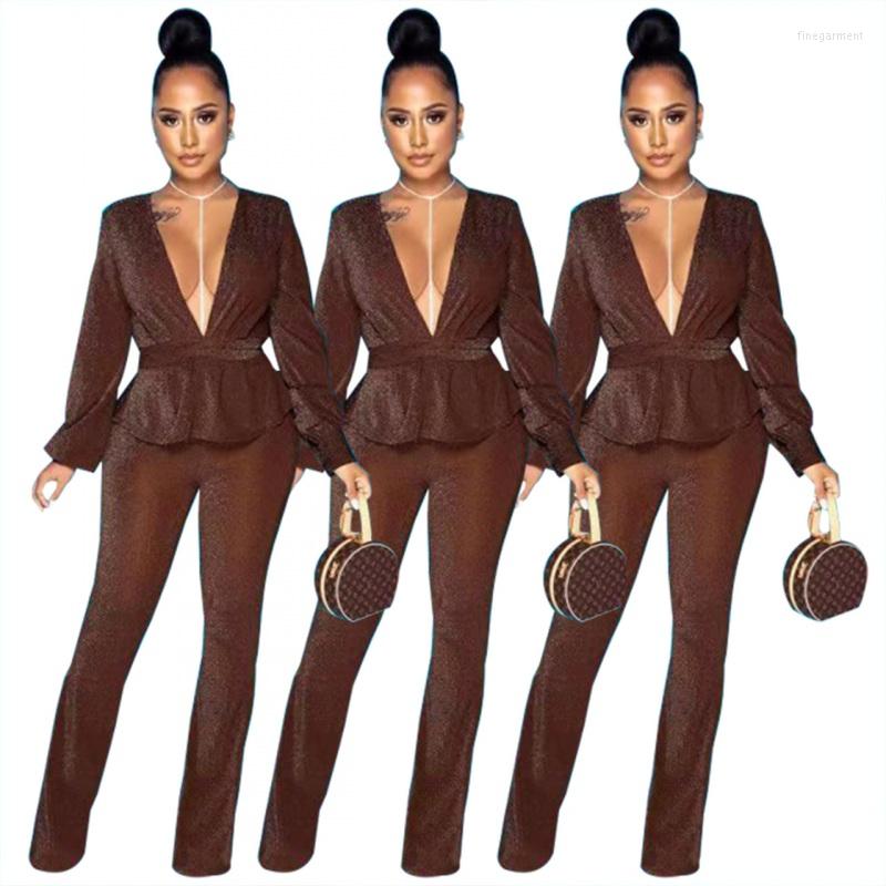 

Women' Two Piece Pants African Sets For Women 2022 Solid Color Bazin Baggy Casual Style Dashiki Sleeve Famous Suit Lady, Multi